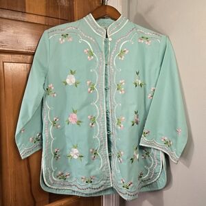 Caro of Honolulu Vintage Embroidered Floral Kimono Top
